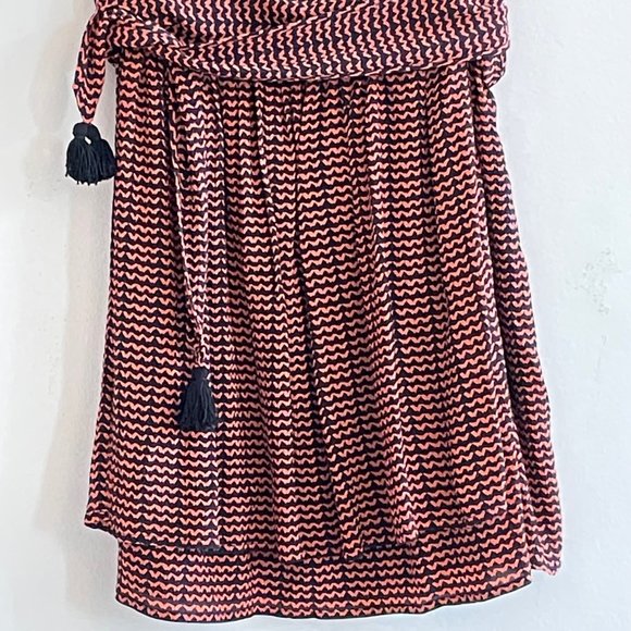 Apiece Apart Baja Tie Skirt – Navy & Burnt Orange – Silk – Size 4 - Picture 3 of 7
